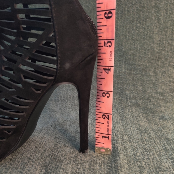 Shoedazzle Black Suede Caged Open Toe Pumps - Picture 12 of 12